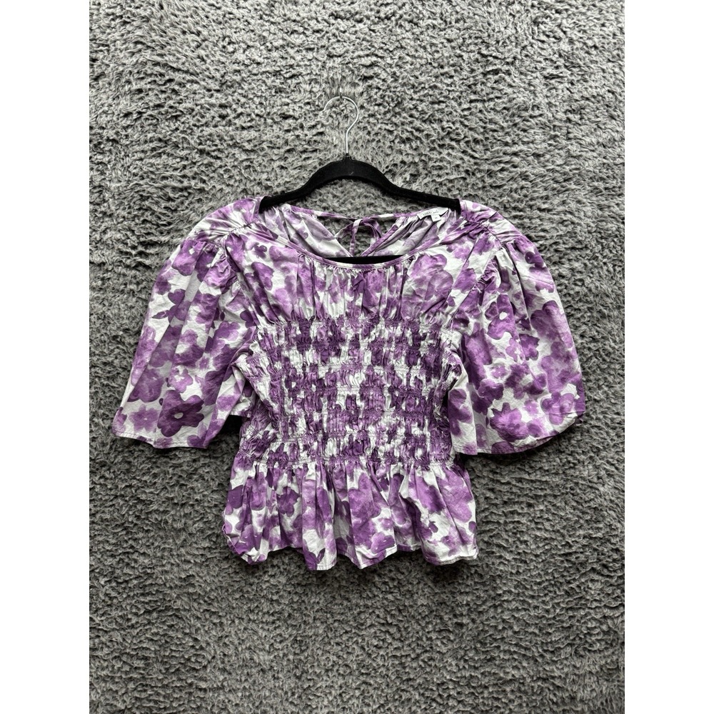 Rails Rosie Watercolor Floral Smocked Peplum Top Size M